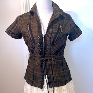 John Varvatos X Converse Top Zip Up green plaid